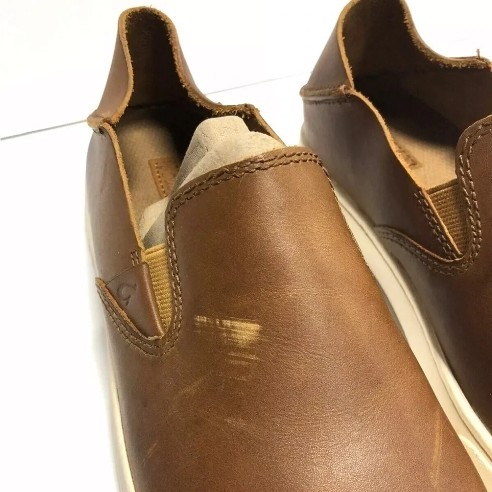 Olukai Pehuea Womens Slip-On Brown Leather Size 6.5 M